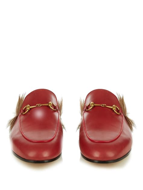 fur gucci loafers|red gucci loafers women's.